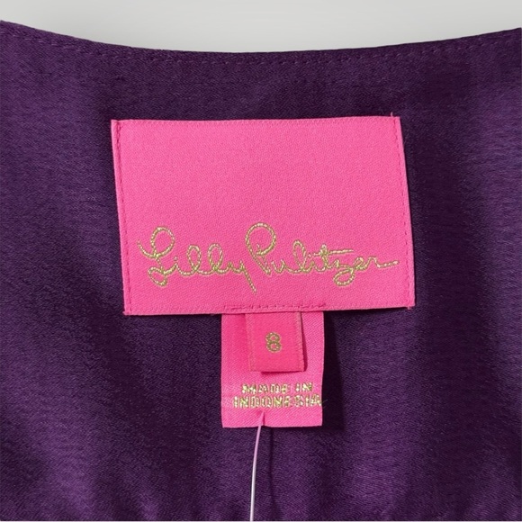 NWT Lilly Pulitzer Deacon Dress Sz 8 V-Neck Cherry Purple Event - Picture 6 of 15